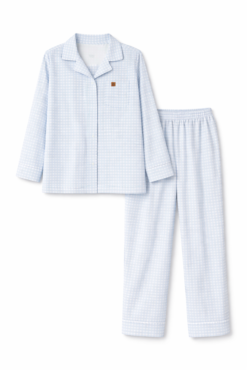 Pijama Magnético Feminino Longo Xadrez Azul