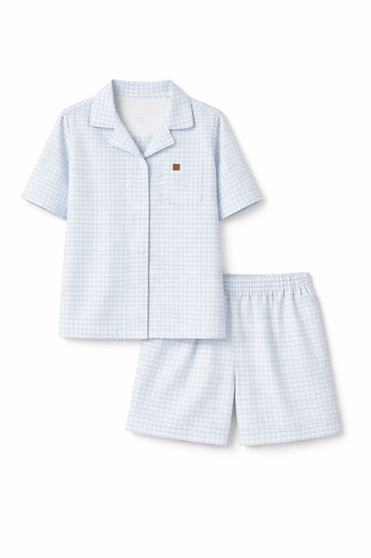 LEVES DEFEITOS - SHORTS FEMININO XADREZ AZUL
