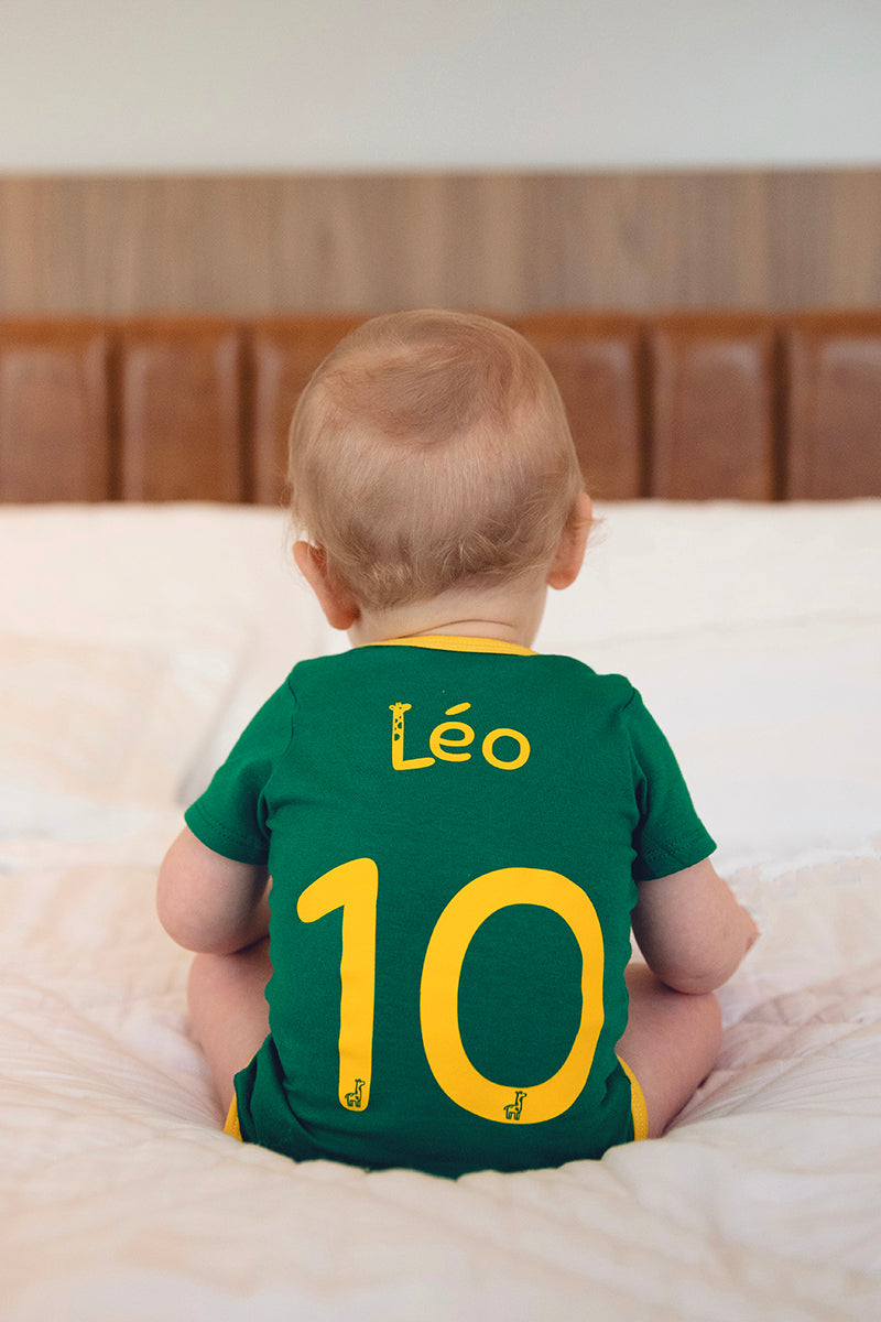 Body Infantil Verde e Amarelo
