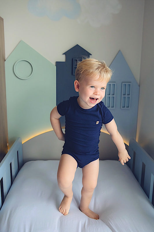 Body Manga Curta Marinho