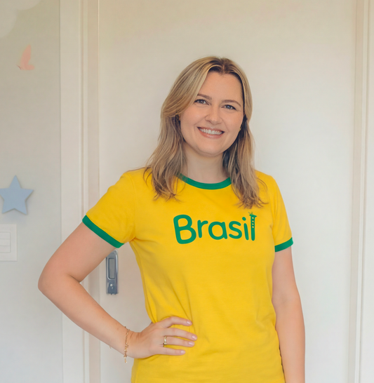 Camiseta Manga Curta Feminina Amarelo e Verde