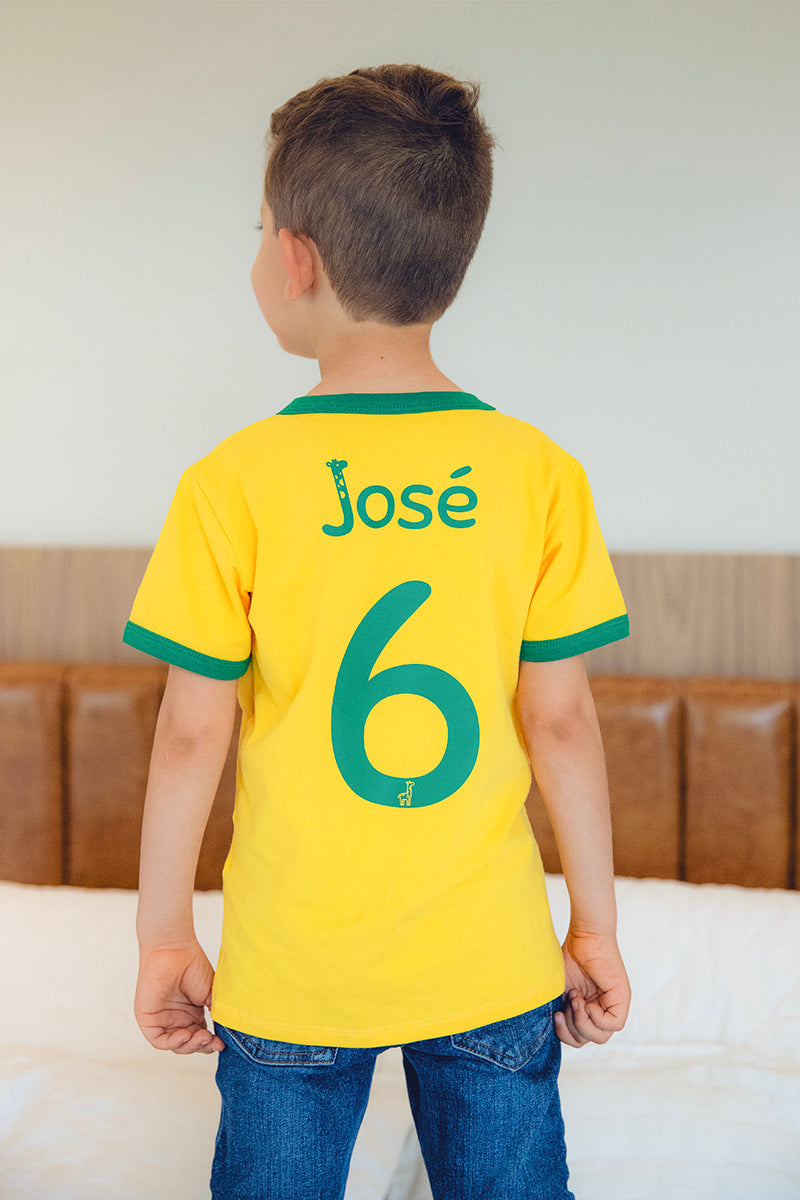 LEVES DEFEITOS - CAMISETA INFANTIL AMARELO E VERDE