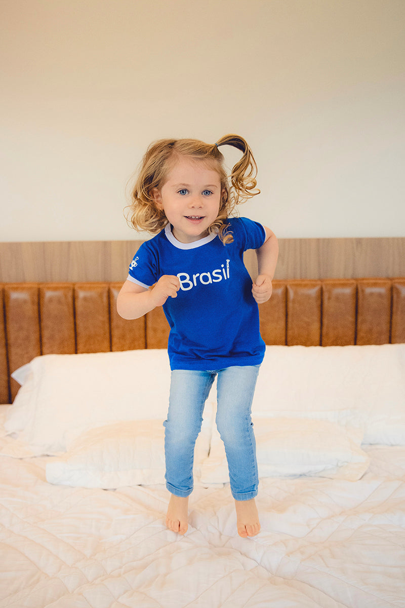 Camiseta Infantil Azul e Branco