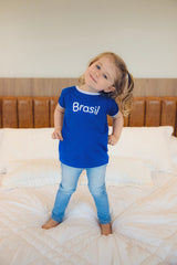 Camiseta Infantil Azul e Branco