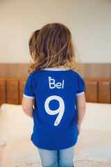 Camiseta Infantil Azul e Branco