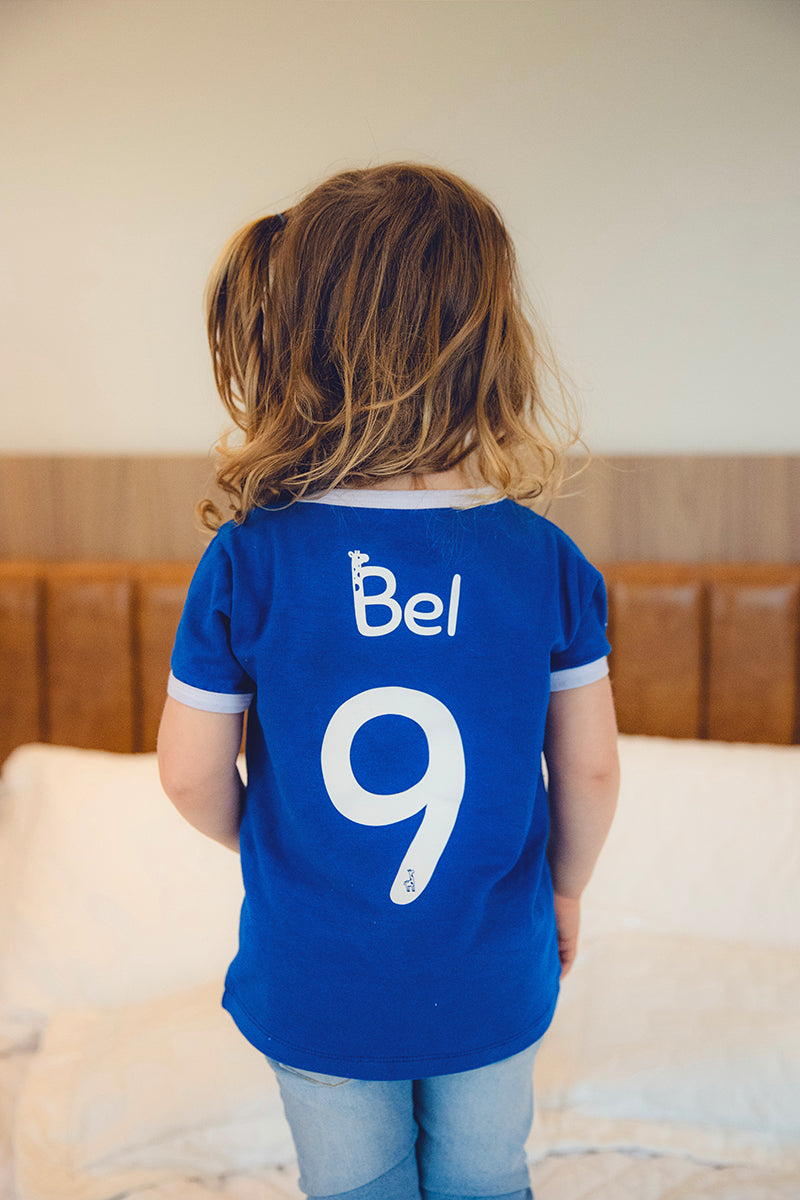 Camiseta Infantil Azul e Branco