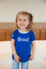 Camiseta Infantil Azul e Branco