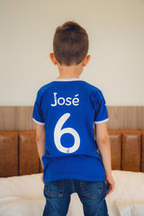 Camiseta Infantil Azul e Branco