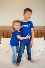 Camiseta Infantil Azul e Branco