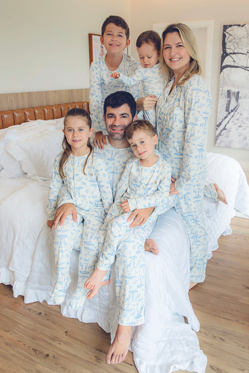 Pijama Masculino Longo Safari Azul