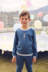 Casaco Moletom Azul Jeans com Gigi Futebol