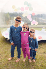 Conjunto Moletom Fúcsia Com Detalhes Azul Estampa Gigi Tenista