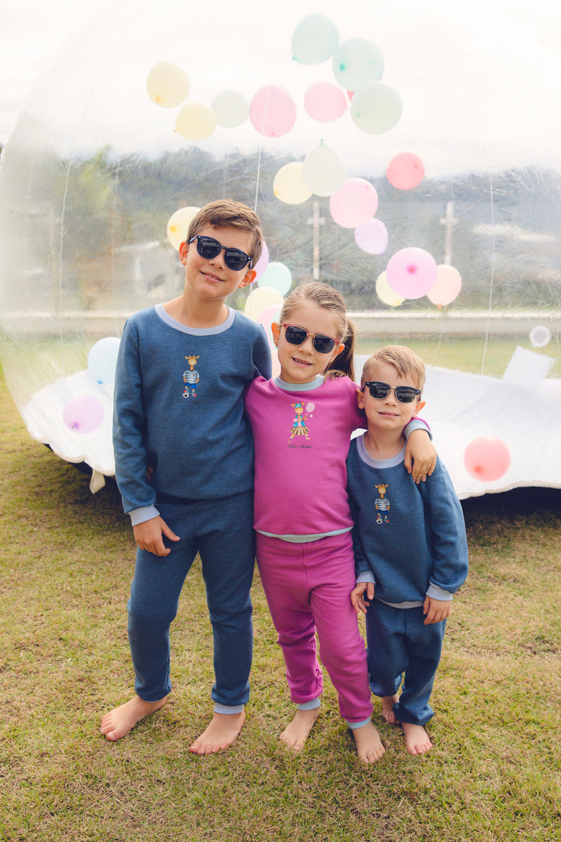 Conjunto Moletom Fúcsia Com Detalhes Azul Estampa Gigi Tenista