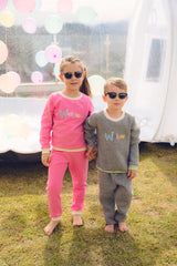 Conjunto Moletom Rosa Tulipa Detalhes Off Com Welpie Bordado