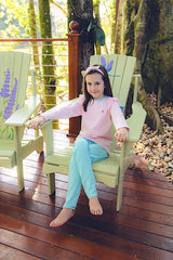 Conjunto Camiseta e Calça Slim Rosa Bebê Com Azul Céu