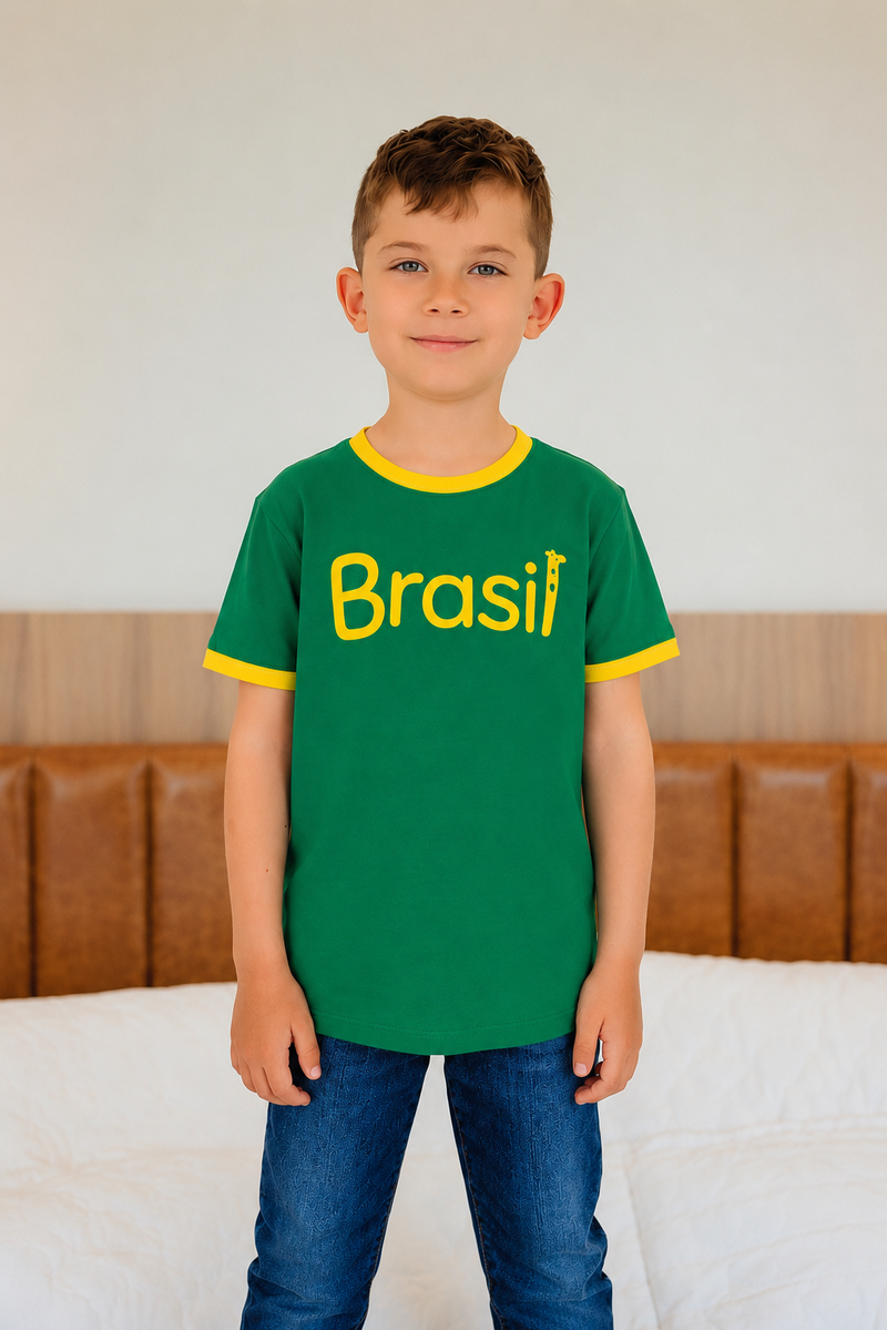 Camiseta Infantil Verde e Amarelo