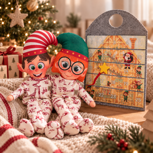 Kit 2 Elfos Com Macacão Welpie + Calendário