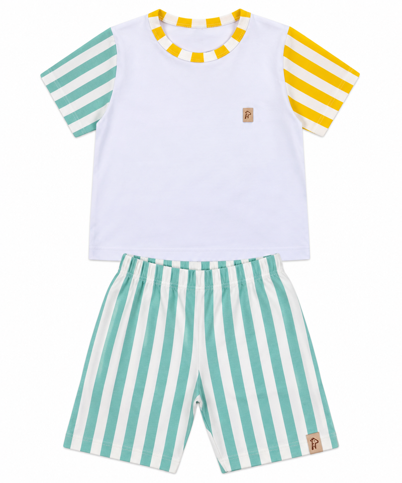 Conjunto Camiseta e Shorts Listrado (Peça Foto)