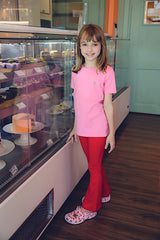 Camiseta Manga Curta Rosa Chiclete