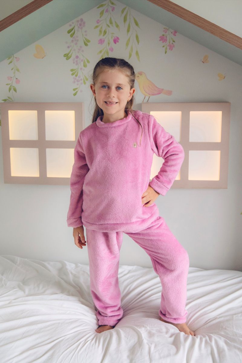 LEVES DEFEITOS - CONJUNTO FLEECE ROSA