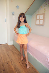 Conjunto Ribana Shorts Saia e Regata Menta com Detalhes Coral