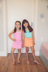 Conjunto Ribana Shorts Saia e Regata Menta com Detalhes Coral