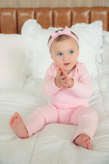 LEVES DEFEITOS - CONJUNTO TÉRMICO BODY E CALÇA CÓS DUPLO ROSA BEBÊ