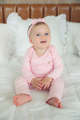 LEVES DEFEITOS - CONJUNTO TÉRMICO BODY E CALÇA CÓS DUPLO ROSA BEBÊ