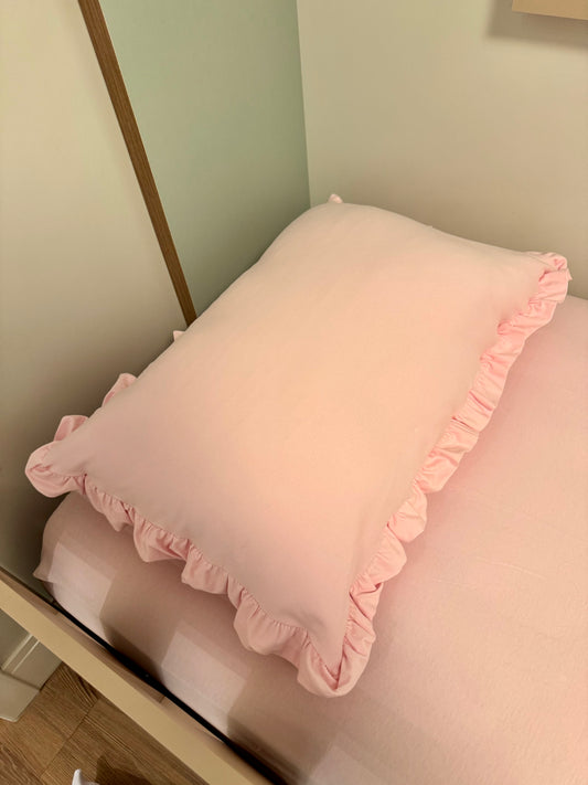 Fronha Tradicional Frufru Algodão Rosa Bebê