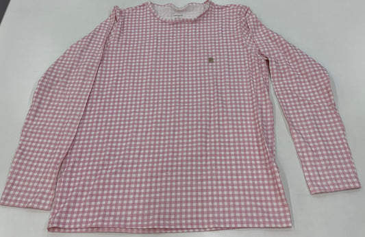 Camiseta Feminina Manga Longa Xadrez Rosa