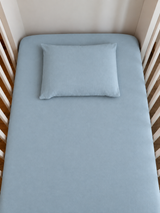 Lençol Berço Algodão com Elástico Azul Bebê