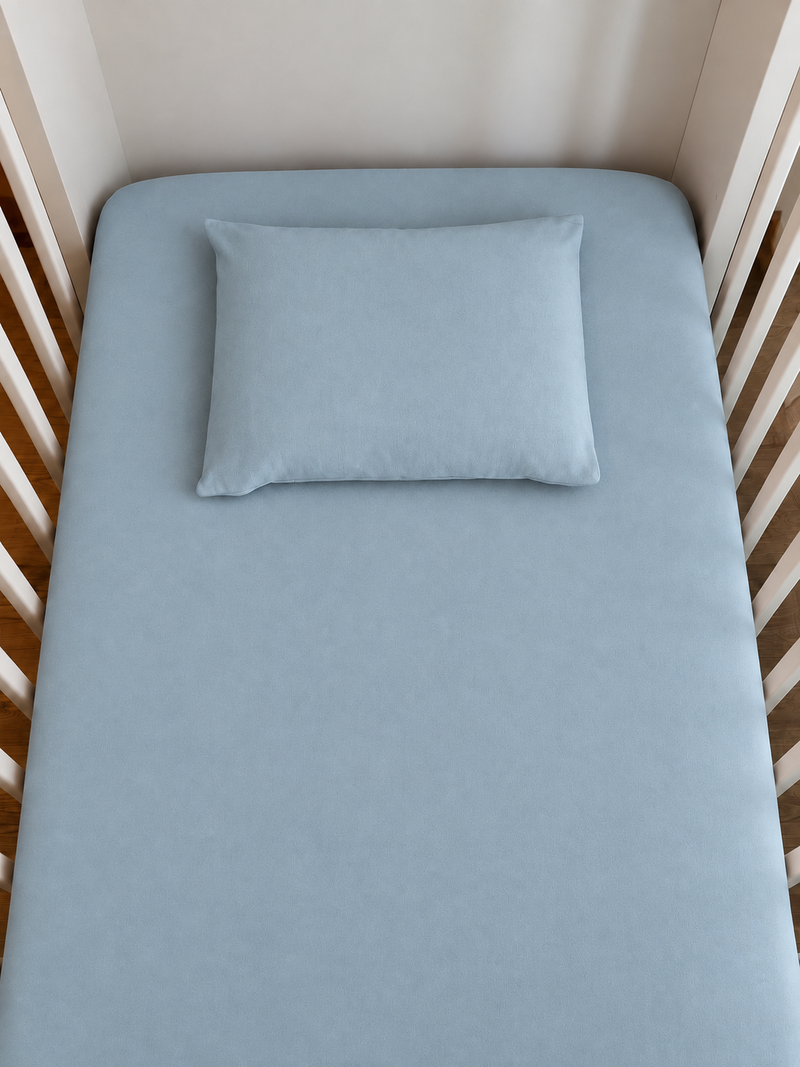 Lençol Berço Algodão com Elástico Azul Bebê