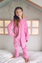 Macacão Fleece Zíper Com Punho Rosa