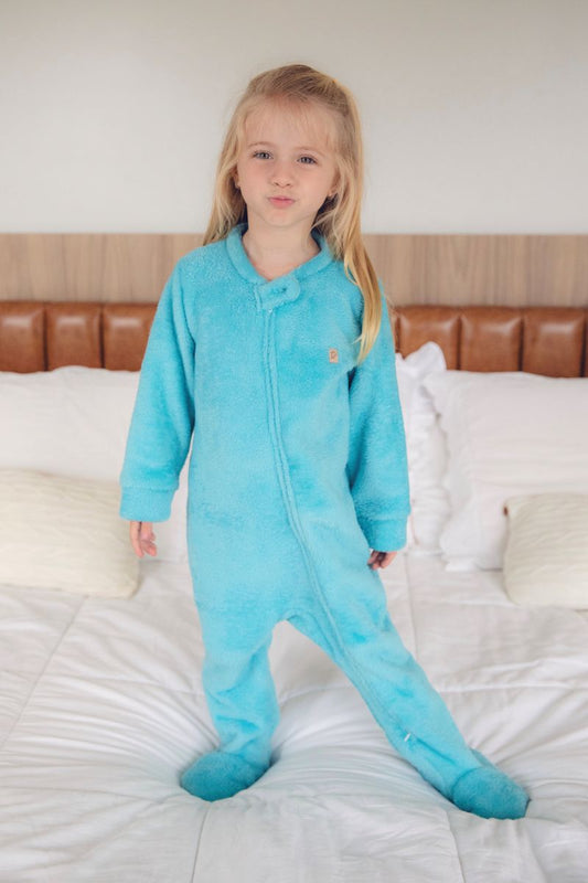 Macacão Fleece Zíper 2 Vias Turquesa