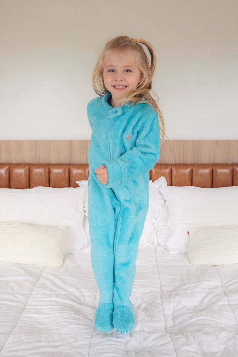 Macacão Fleece Zíper 2 Vias Turquesa