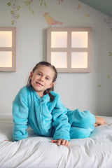 Macacão Fleece Zíper Com Punho Turquesa