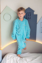 Macacão Fleece Zíper Com Punho Turquesa