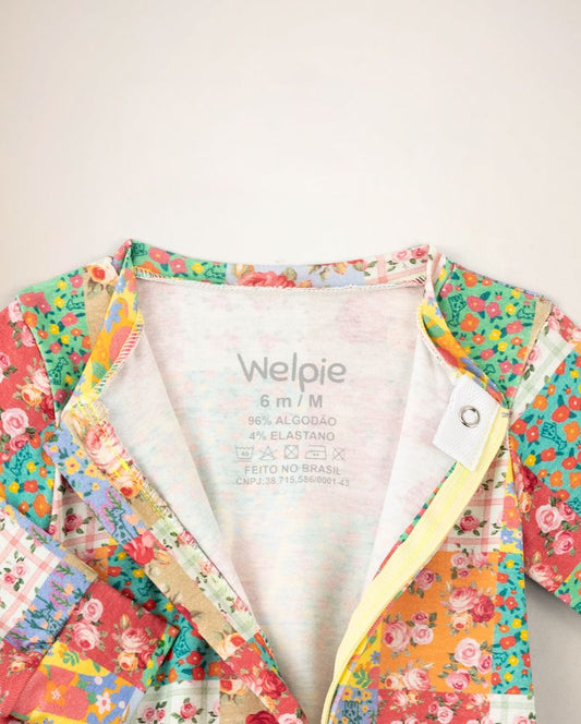 Macacão Zíper 2 Vias Estampa Patchwork Gigi