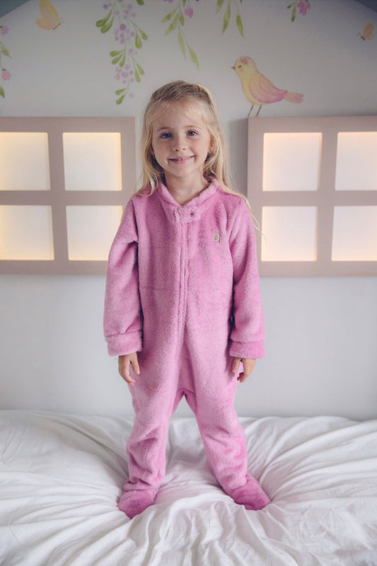 Macacão Fleece Zíper 2 Vias Rosa