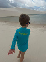 Conjunto Praia Camiseta com Estampa Gigi e Sunga Boxer Turquesa