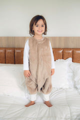 Saco de Dormir Fleece Bege com Zíper e Punho
