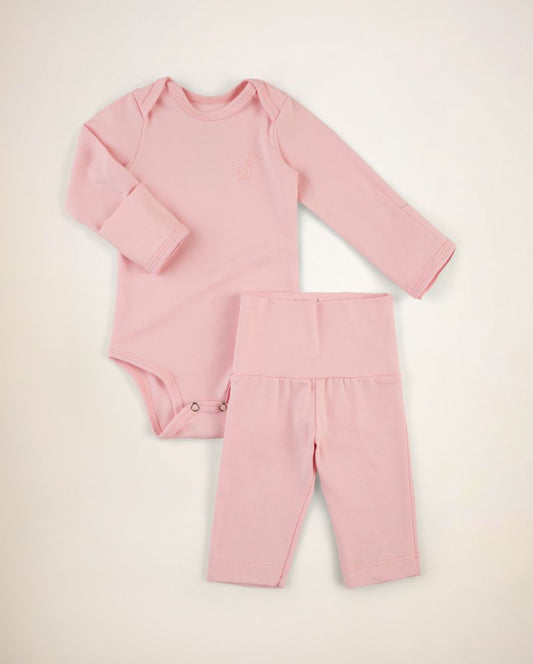 LEVES DEFEITOS - CONJUNTO BODY E CALÇA ROSA BEBÊ