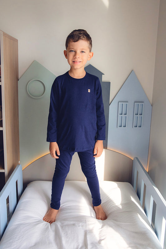 Conjunto Camiseta e Calça Slim Marinho